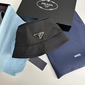 Prada Black Fisherman's Hat with Triangle Logo